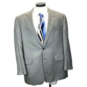 Lauren Ralph Lauren Men 46L Gray Canada Silk Wool Blazer Sport Coat Suit Jacket